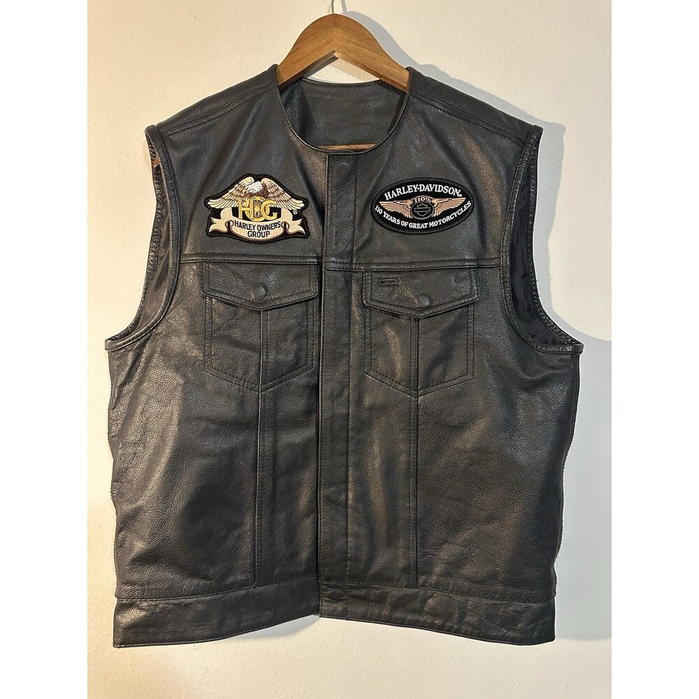 Street & Steel L Leather Vest Harley Davidson Patches & More "Don't Tread On Me"